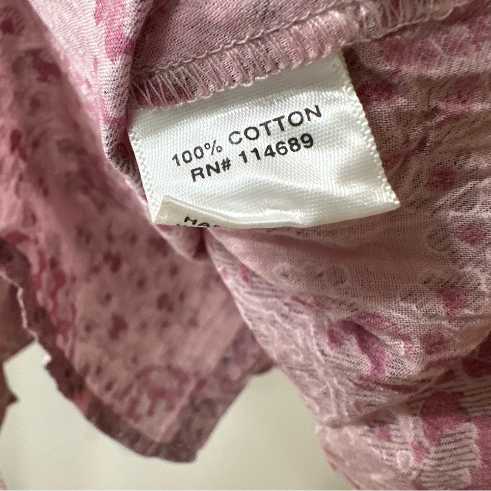Cino Pink & Purple Floral Button Down Shirt with Tie Sleeves, Size Medium - Picture 8 of 8